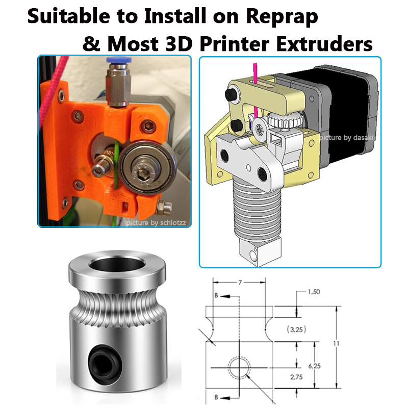1PC MK8 Drive Gear for 1.75mm  - 3D Printing Industry ulasan dan harga