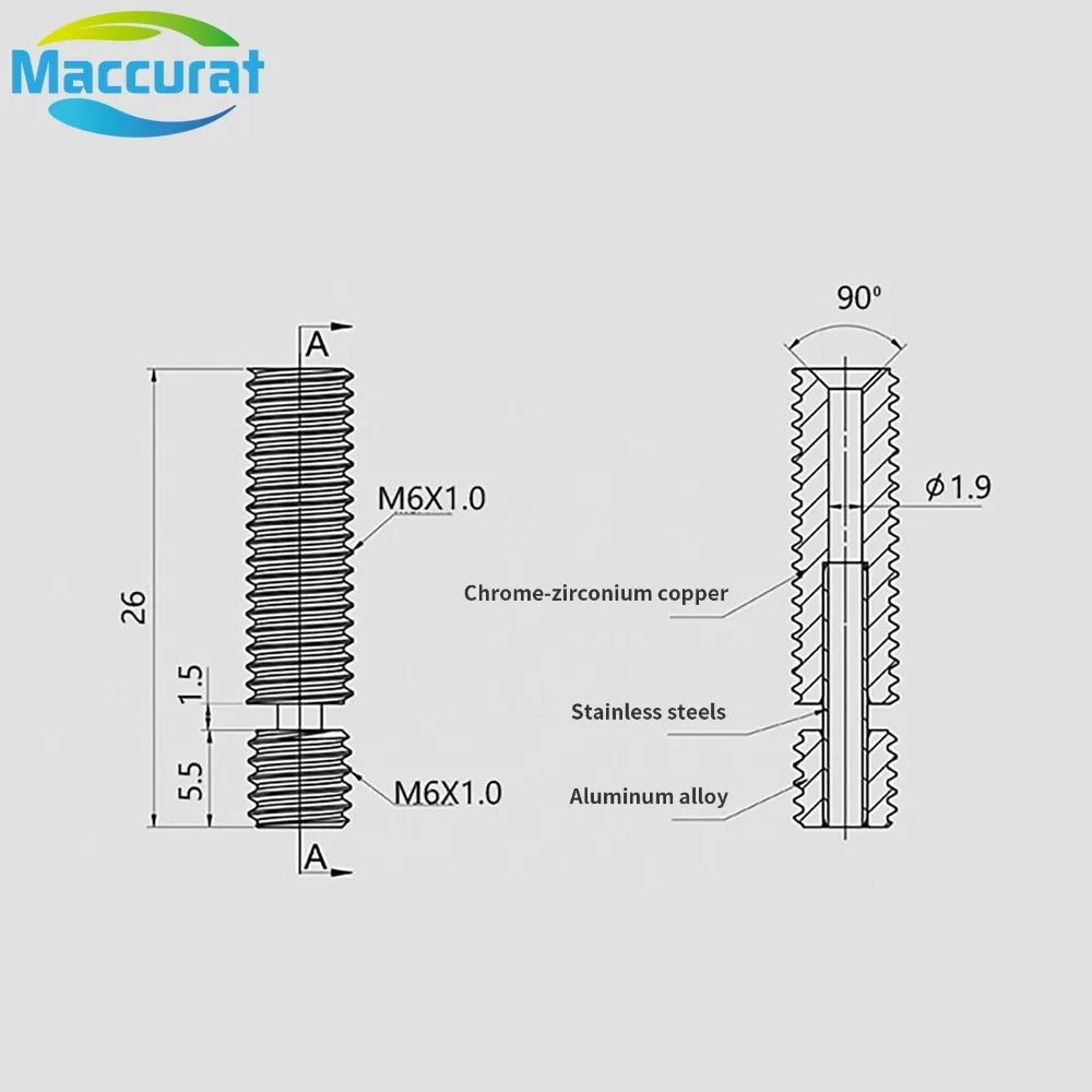 MK8 Throat Copper Titanium All - 3D Printing Industry ulasan dan harga